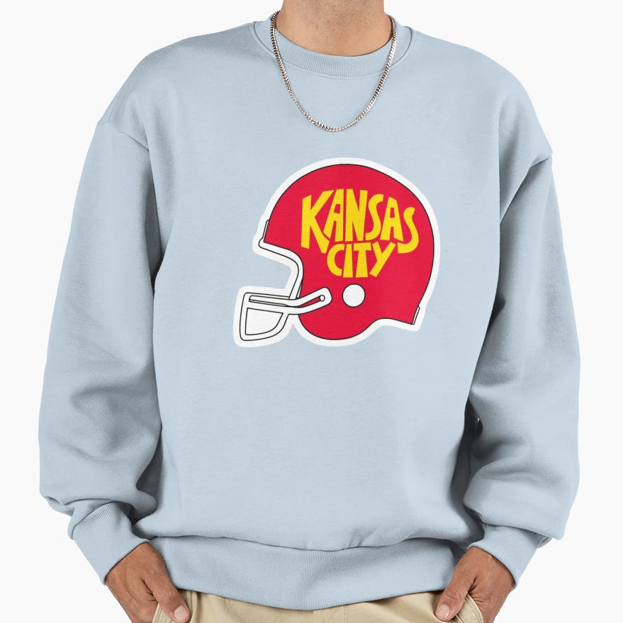 Kansas City Red Football Helmet Sweatshirt - Novelty Apparel for Adults - T-Shirt, Sweatshirt, Hoodie