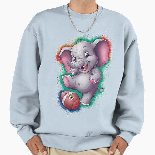 Elephant Playing Football Sweatshirt - Trendy Graphic Unisex - T-Shirt, Sweatshirt, Hoodie