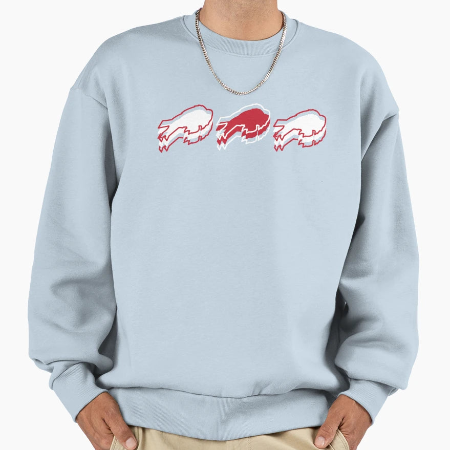 Bills Pattern Blue Background Sweatshirt - Fun Novelty Design for Adults - T-Shirt, Sweatshirt, Hoodie