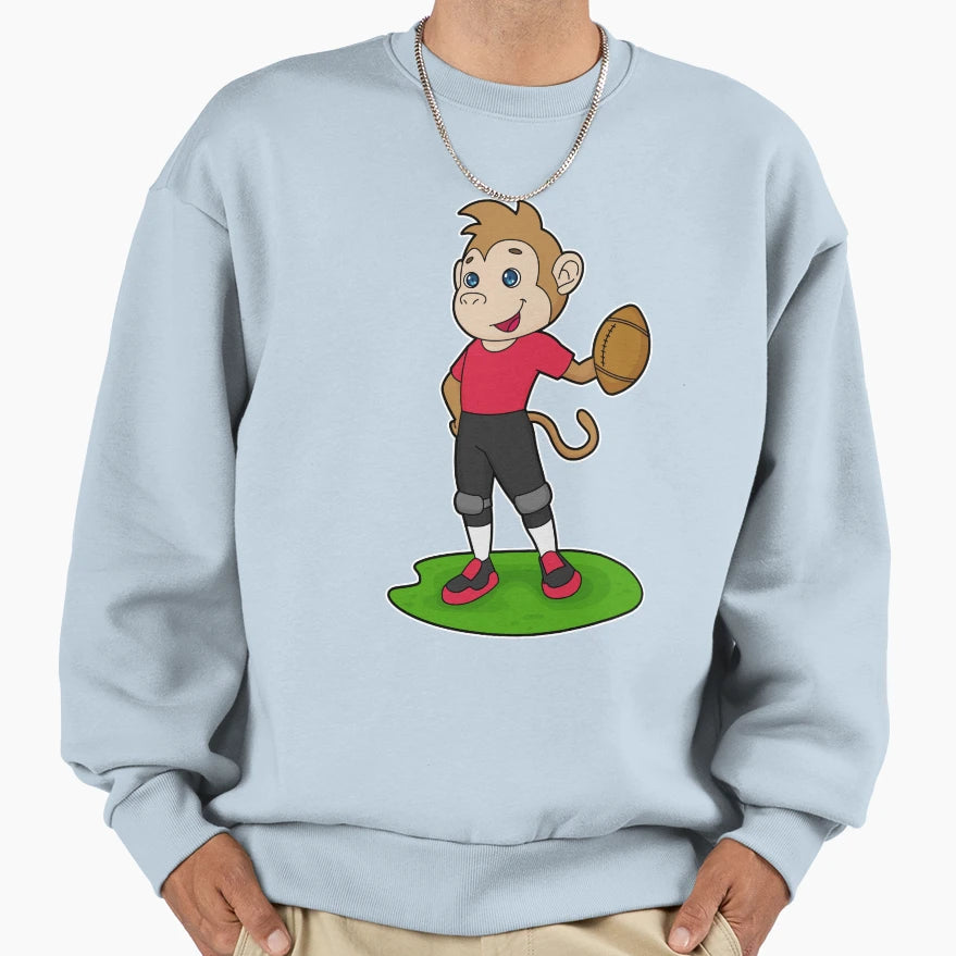 Monkey Football Player Football Sweatshirt - Unique Graphic for Adults - T-Shirt, Sweatshirt, Hoodie