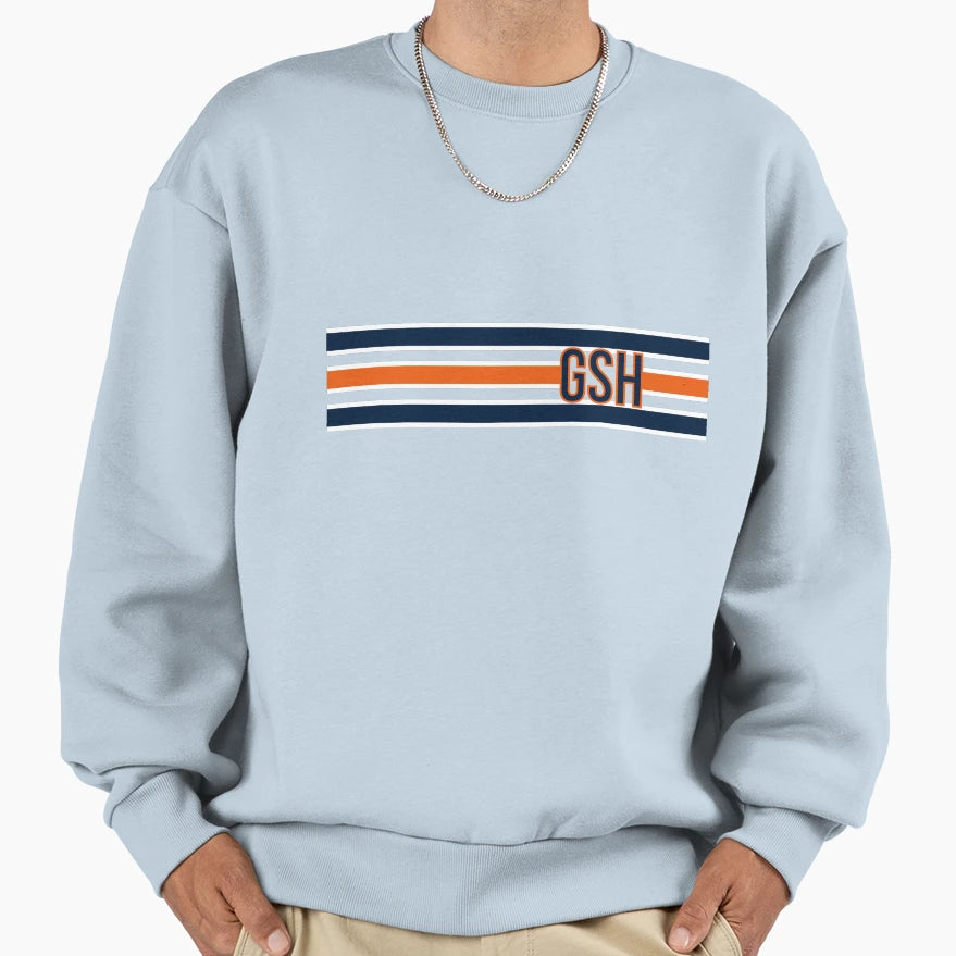 Chicago Bears Inspired Gsh Stripes Sweatshirt - Trendy Graphic Men Women - T-Shirt, Sweatshirt, Hoodie
