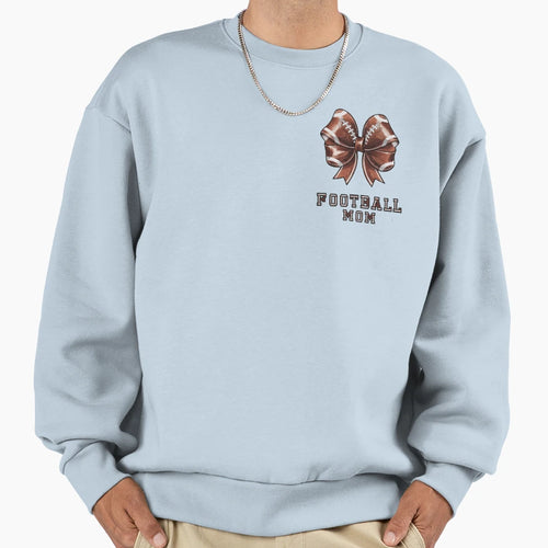 Football Bow Football Mom Text Sweatshirt - Custom Art Print for Adults - T-Shirt, Sweatshirt, Hoodie
