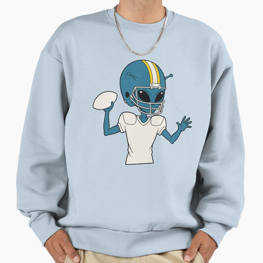 Alien Football Quarterback Sweatshirt - Aesthetic Graphic Unisex - T-Shirt, Sweatshirt, Hoodie