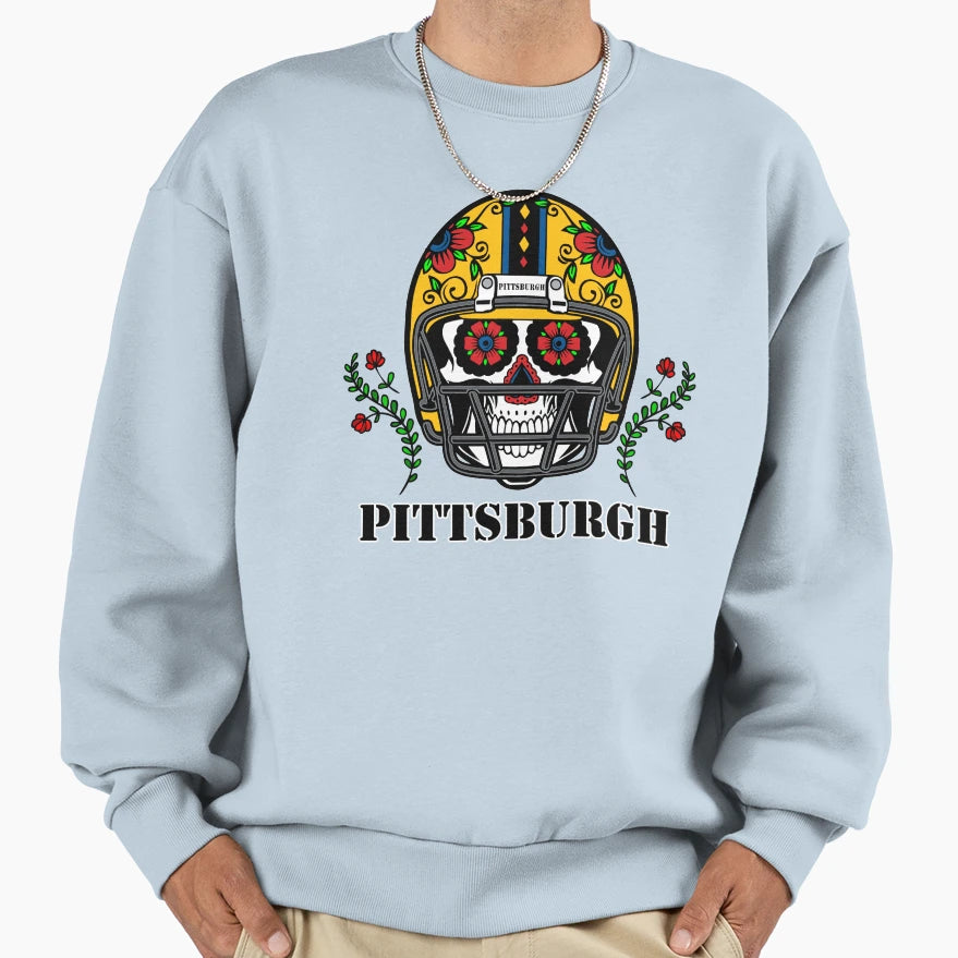 Pittsburgh Football Helmet Sugar Sweatshirt - Trendy Graphic Men Women - T-Shirt, Sweatshirt, Hoodie