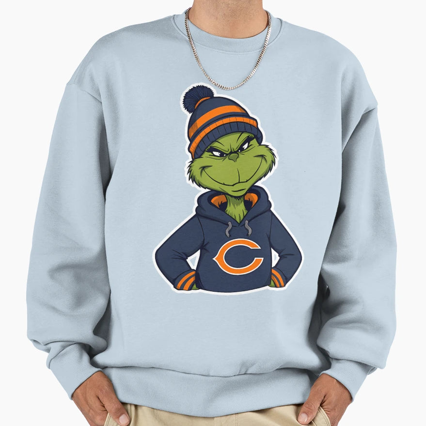 Grinch Chicago Bears Funny Nfl Sweatshirt - Streetwear Style Men Women - T-Shirt, Sweatshirt, Hoodie