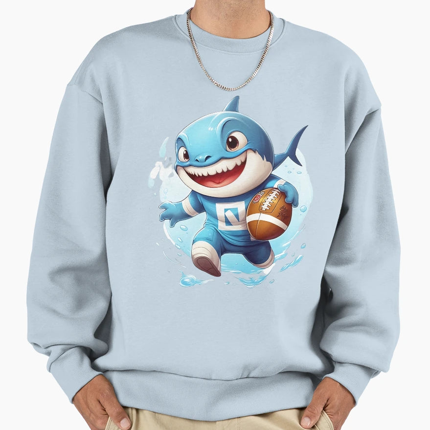 Shark Playing Football Sweatshirt - Trendy Graphic for Adults - T-Shirt, Sweatshirt, Hoodie
