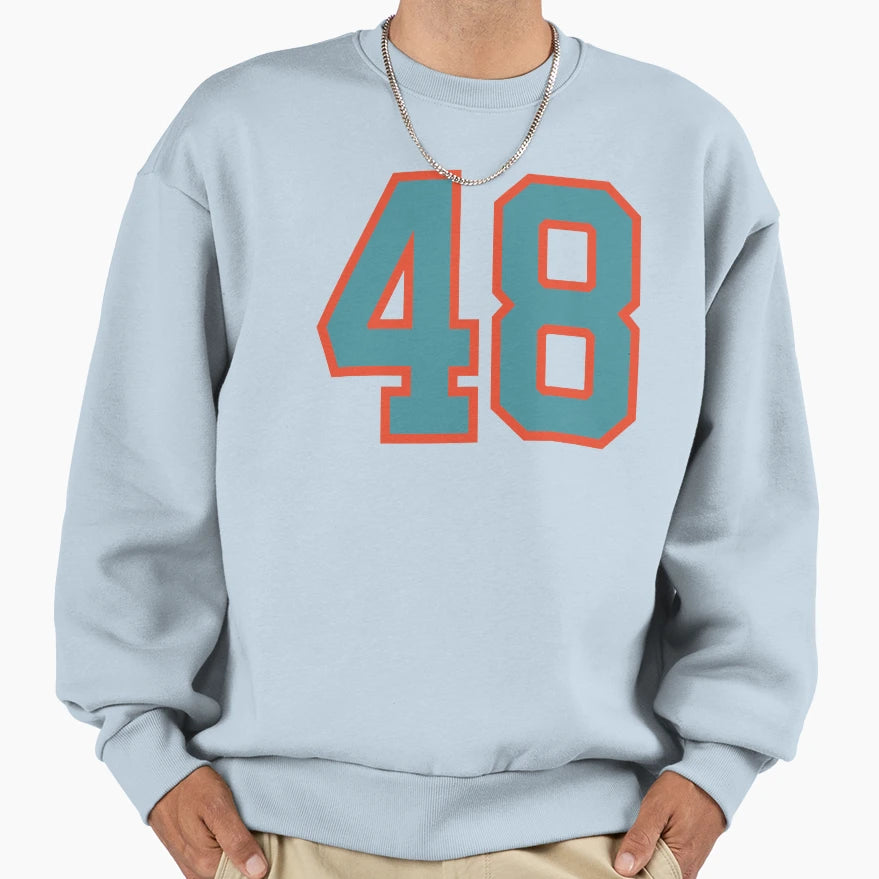 48 Number Aqua Orange Lucky Sweatshirt - Custom Art Print for Adults - T-Shirt, Sweatshirt, Hoodie