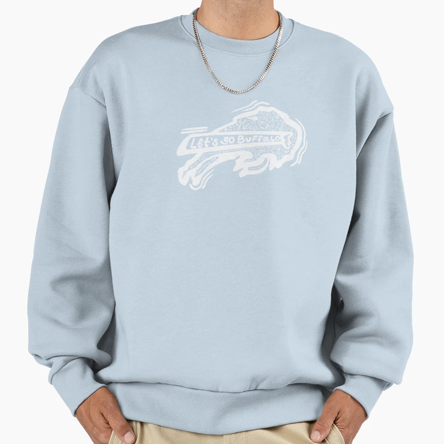 White Buffalo Bills Doodle Sweatshirt - Novelty Apparel Men Women - T-Shirt, Sweatshirt, Hoodie