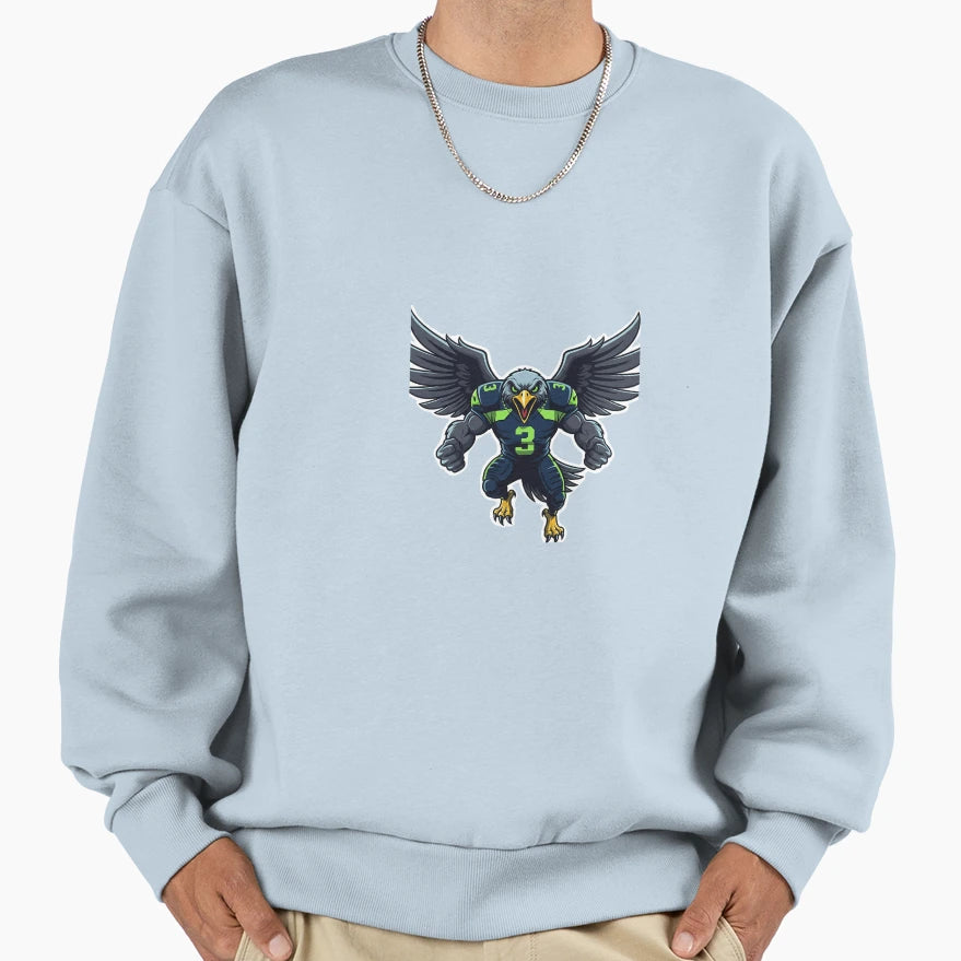 Fierce Hawk Football Player 3 Winged Sweatshirt - Custom Art Print Unisex - T-Shirt, Sweatshirt, Hoodie