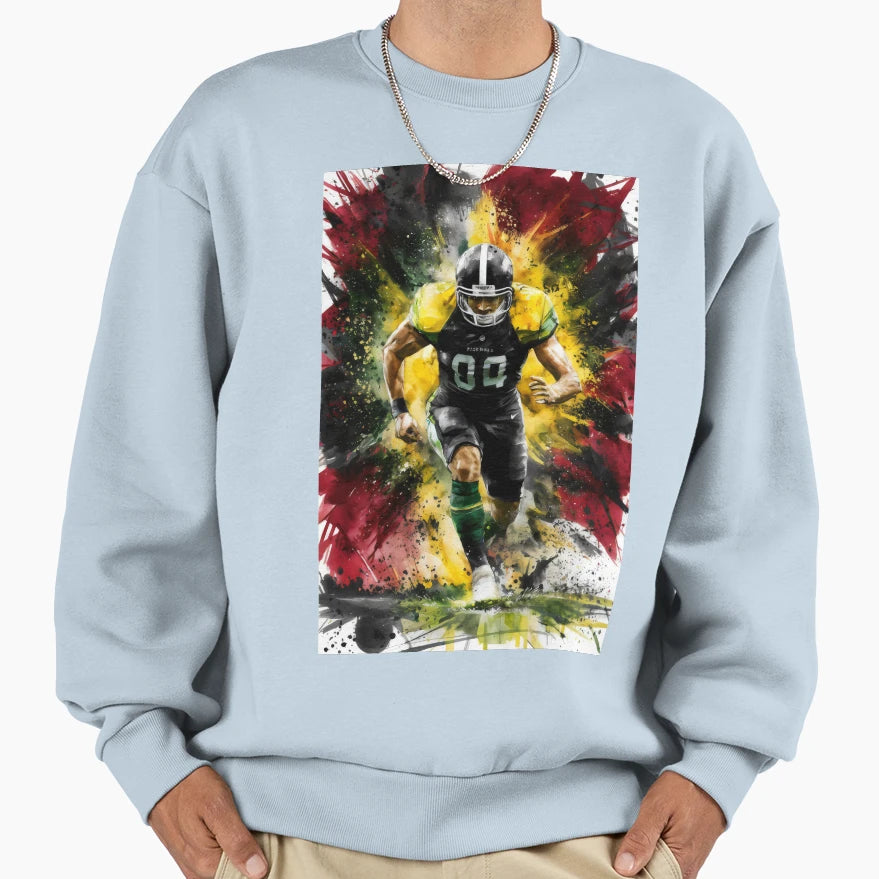 American Football Player Running Sweatshirt - Custom Art Print for Adults - T-Shirt, Sweatshirt, Hoodie