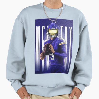 Minnesota Vikings Qb Jj Mccarthy Sweatshirt - Minimalist Print Men Women - T-Shirt, Sweatshirt, Hoodie