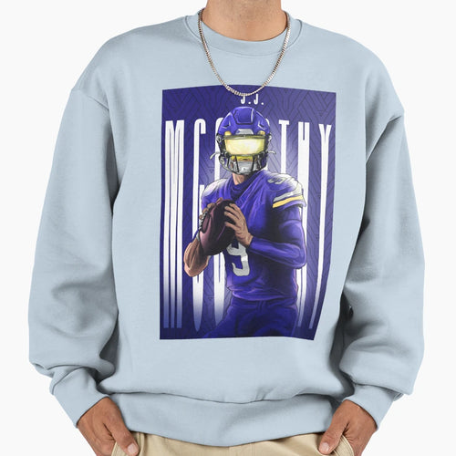 Minnesota Vikings Qb Jj Mccarthy Sweatshirt - Minimalist Print Men Women - T-Shirt, Sweatshirt, Hoodie