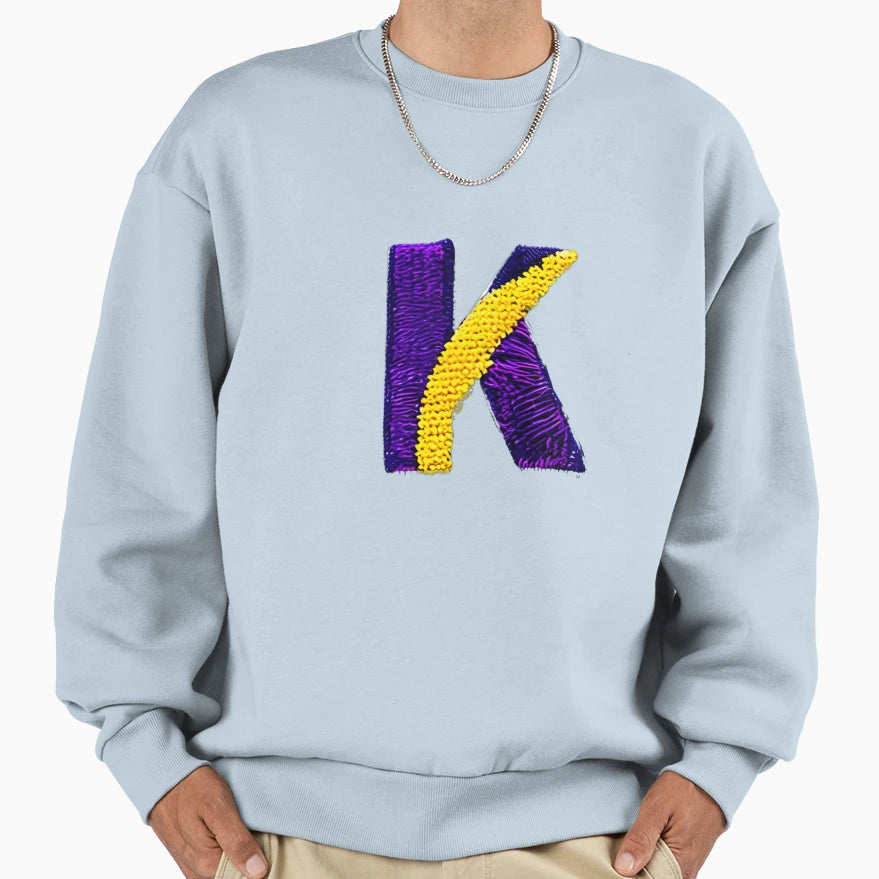 Letter K Monogram Typography Sweatshirt - Aesthetic Graphic for Adults - T-Shirt, Sweatshirt, Hoodie