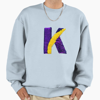 Letter K Monogram Typography Sweatshirt - Aesthetic Graphic for Adults - T-Shirt, Sweatshirt, Hoodie