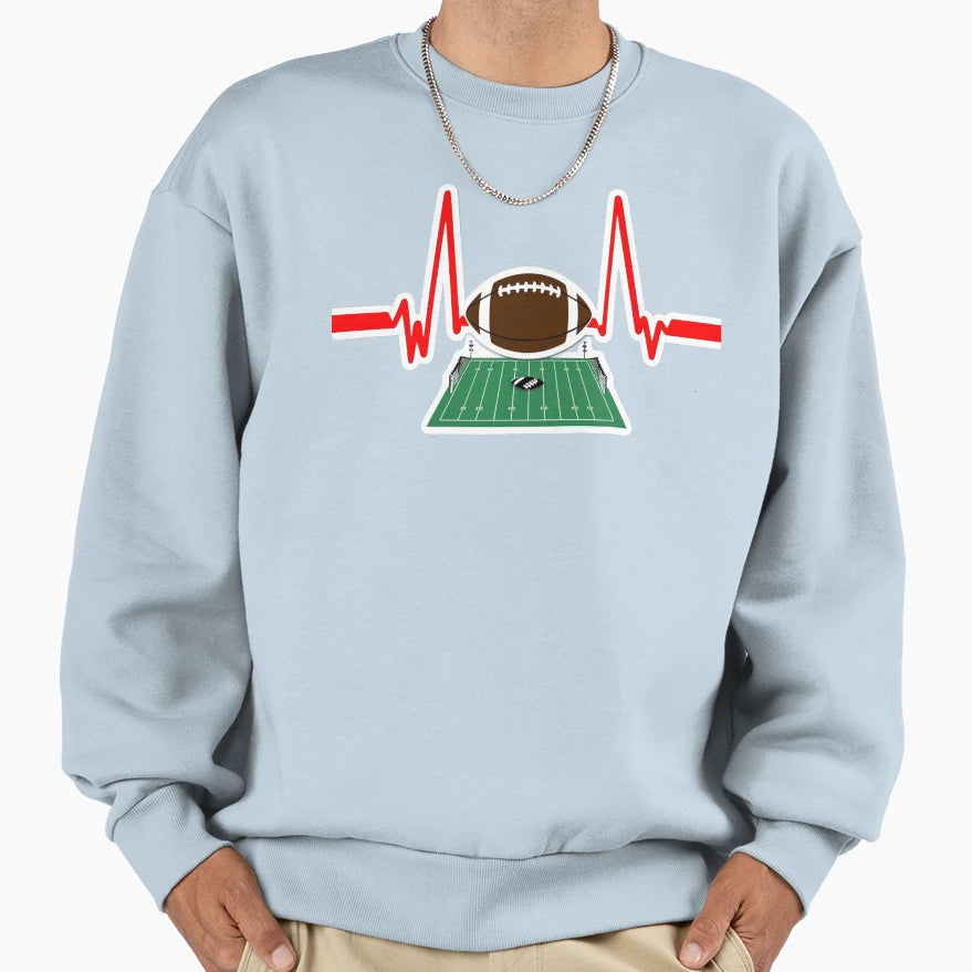 Heartbeat Football Passionate Sweatshirt - Minimalist Print for Adults - T-Shirt, Sweatshirt, Hoodie