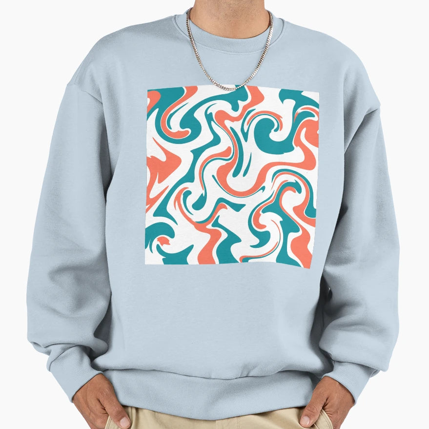 Coral And Teal Liquid Swirls Sweatshirt - Aesthetic Graphic Men Women - T-Shirt, Sweatshirt, Hoodie