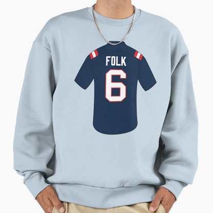 Nick Folk Jersey Number 6 Sweatshirt - Unique Graphic Unisex - T-Shirt, Sweatshirt, Hoodie