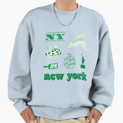 Kelly Green Watercolor New York Sweatshirt - Fun Novelty Design for Adults - T-Shirt, Sweatshirt, Hoodie