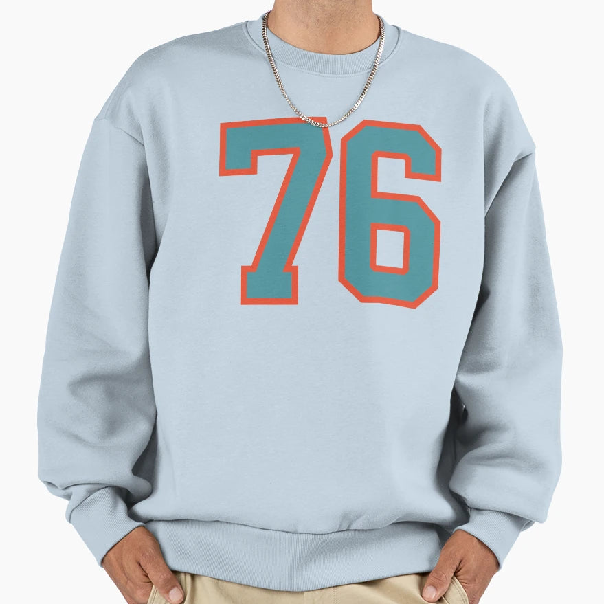 76 Number Aqua Orange Lucky Sports Sweatshirt - Novelty Apparel Unisex - T-Shirt, Sweatshirt, Hoodie