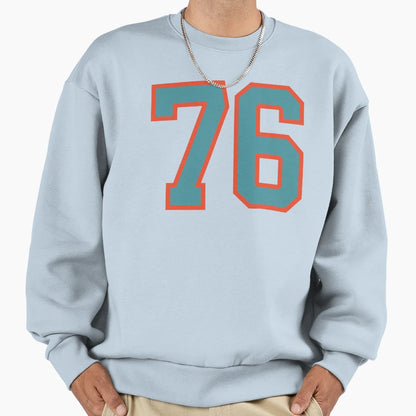 76 Number Aqua Orange Lucky Sports Sweatshirt - Novelty Apparel Unisex - T-Shirt, Sweatshirt, Hoodie