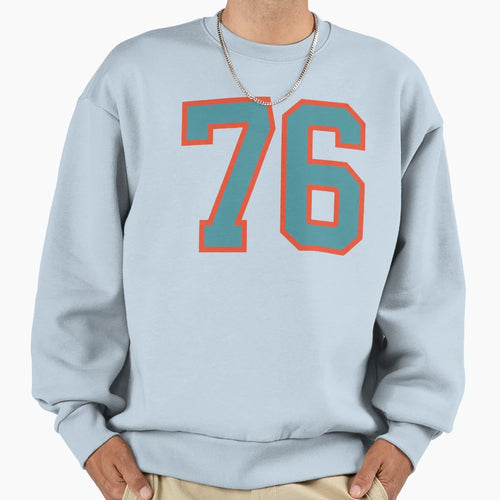 76 Number Aqua Orange Lucky Sports Sweatshirt - Novelty Apparel Unisex - T-Shirt, Sweatshirt, Hoodie