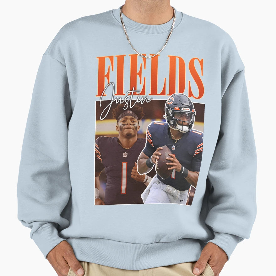 Justin Fields 90S Sweatshirt - Aesthetic Graphic Men Women - T-Shirt, Sweatshirt, Hoodie