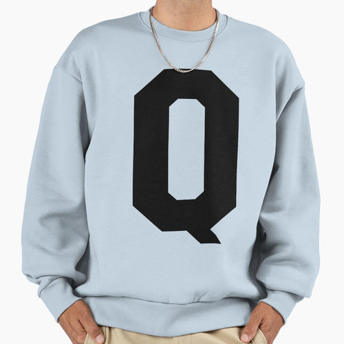 Alphabet Black Q Sports Letter Q Sweatshirt - Graphic Print for Adults - T-Shirt, Sweatshirt, Hoodie