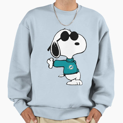 Snoopy Miami Dolphins Football Sweatshirt - Casual Everyday Wear Men Women - T-Shirt, Sweatshirt, Hoodie