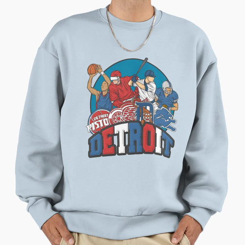 Detroit Basketball Ice Hockey Sweatshirt - Custom Art Print Unisex - T-Shirt, Sweatshirt, Hoodie