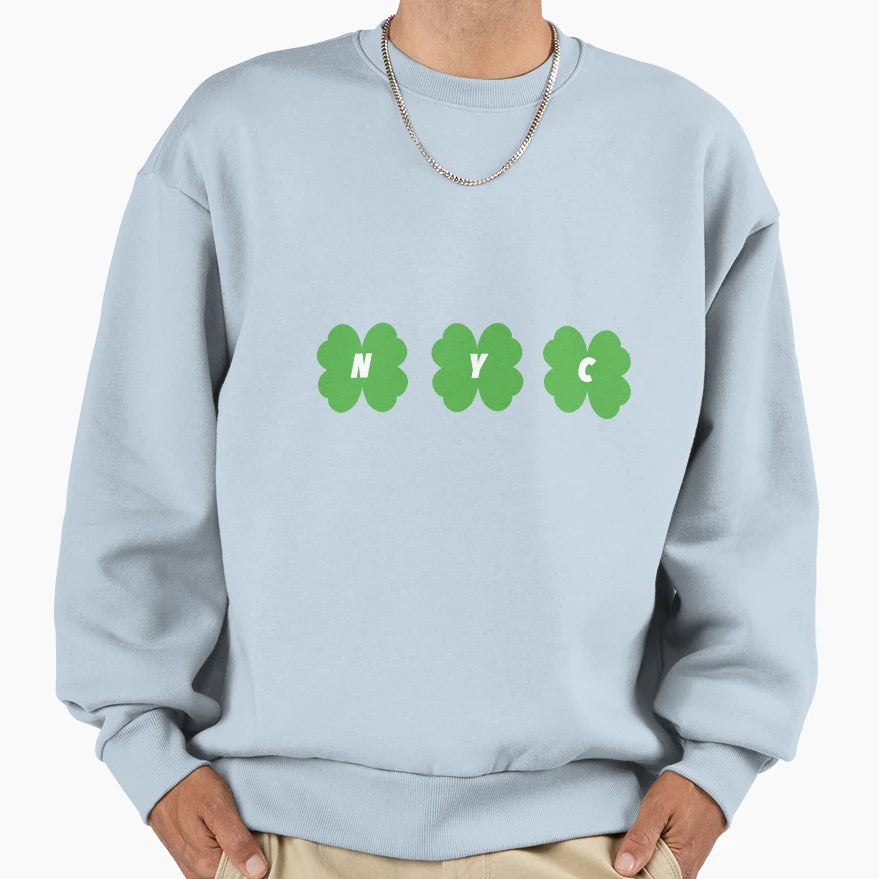 Nyc White Four Leaf Clover St Sweatshirt - Graphic Print for Adults - T-Shirt, Sweatshirt, Hoodie