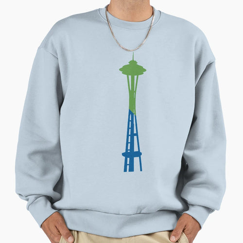Space Needle Green Blue Slash Sweatshirt - Aesthetic Graphic for Adults - T-Shirt, Sweatshirt, Hoodie
