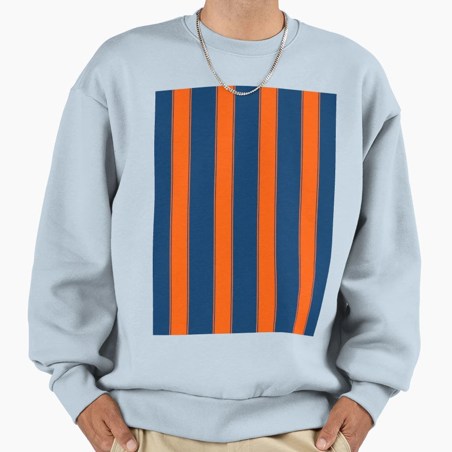 Glasgow Rangers Navy Orange Striped Sweatshirt - Minimalist Print Unisex - T-Shirt, Sweatshirt, Hoodie