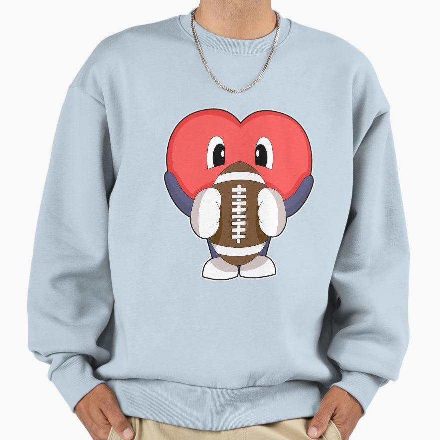 Heart American Football Sports Sweatshirt - Custom Art Print Men Women - T-Shirt, Sweatshirt, Hoodie