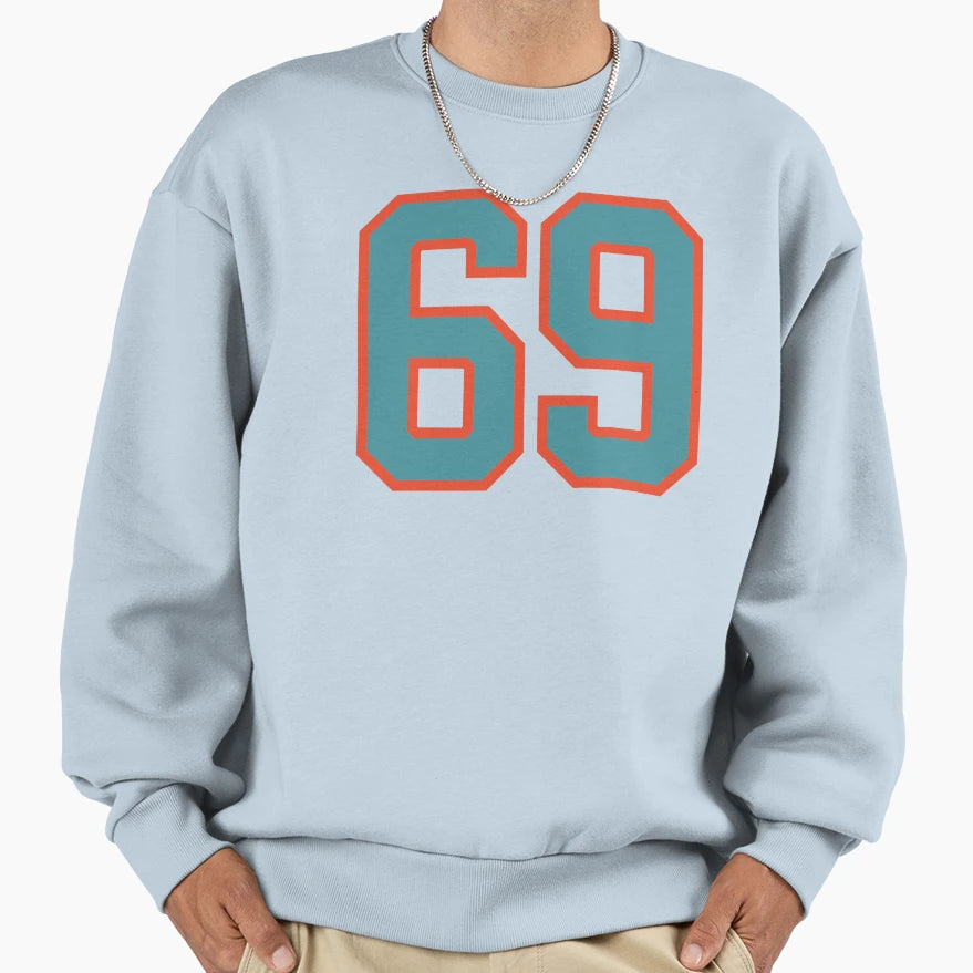 69 Number Aqua Orange Lucky Sports Sweatshirt - Minimalist Print Men Women - T-Shirt, Sweatshirt, Hoodie
