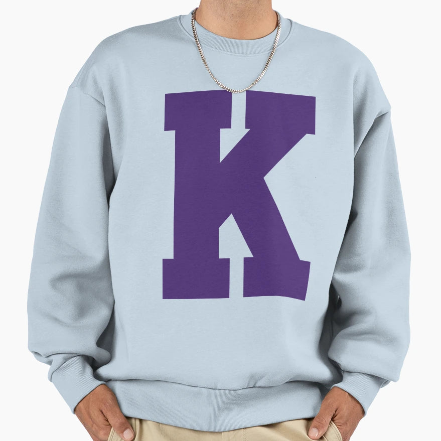 Alphabet Purple K Sports Letter K Sweatshirt - Graphic Print Men Women - T-Shirt, Sweatshirt, Hoodie
