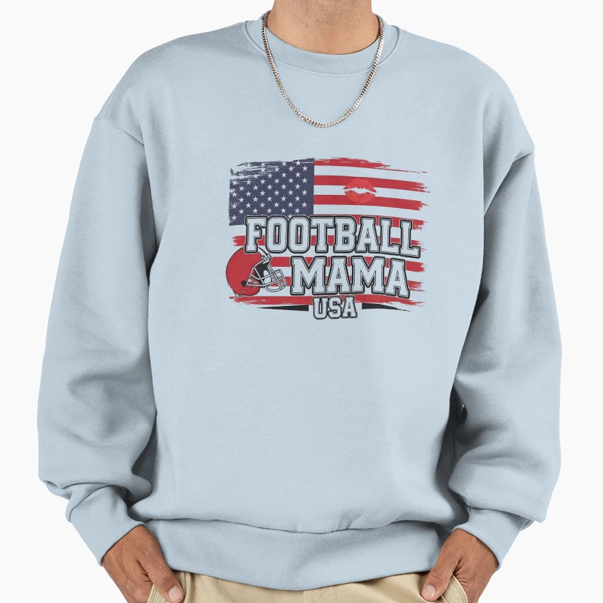 American Flag Football Mama Usa T-Shirt - Custom Art Print for Adults - T-Shirt, Sweatshirt, Hoodie