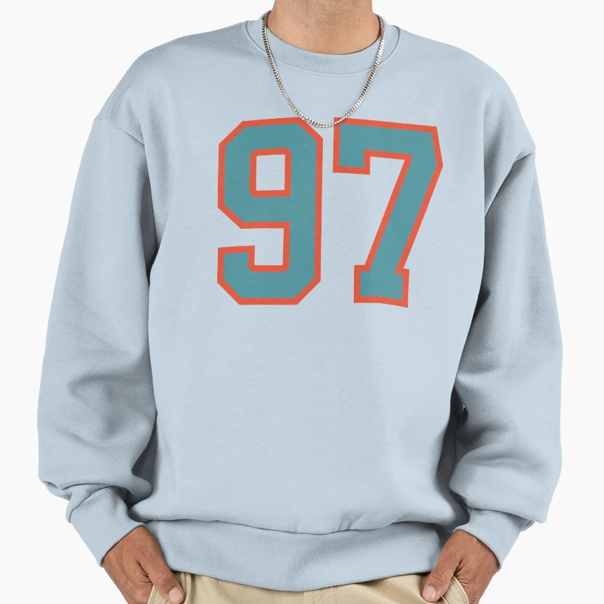 97 Number Aqua Orange Lucky Sports Sweatshirt - Trendy Graphic Unisex - T-Shirt, Sweatshirt, Hoodie