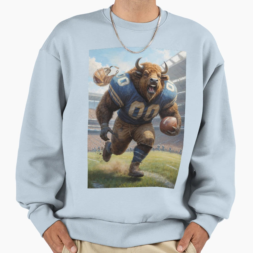 Old School Gridiron Buffalo Mascot Sweatshirt - Novelty Apparel Unisex - T-Shirt, Sweatshirt, Hoodie