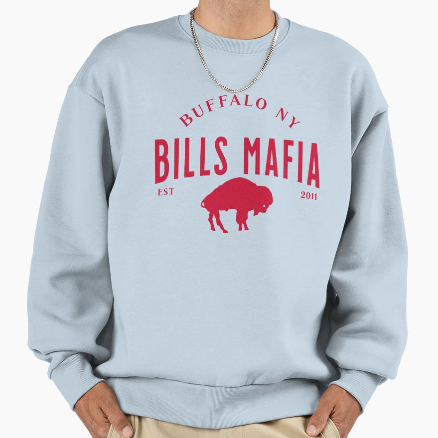 Bills Mafia Standing Buffalo Red Sweatshirt - Fun Novelty Design for Adults - T-Shirt, Sweatshirt, Hoodie