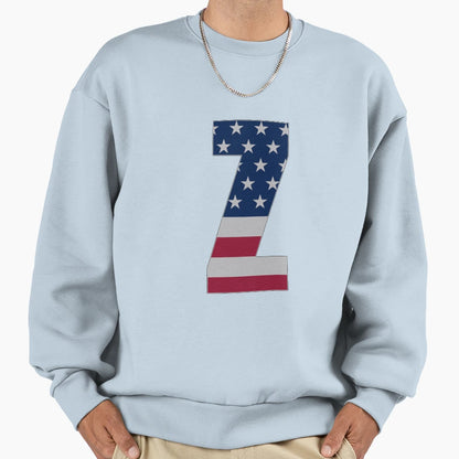 Us Flag Monogram Letter Z 4Th July Sweatshirt - Novelty Apparel Unisex - T-Shirt, Sweatshirt, Hoodie