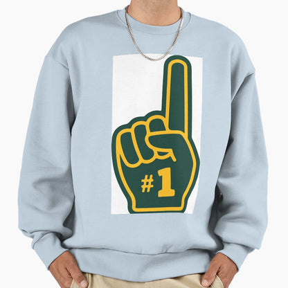 Packers Themed Number 1 Fan Foam Finger Sweatshirt - Unique Graphic Unisex - T-Shirt, Sweatshirt, Hoodie
