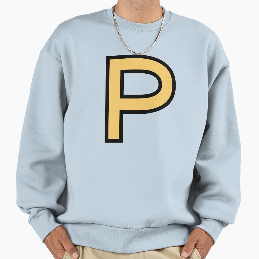 Funky Yellow Letter P Sweatshirt - Aesthetic Graphic for Adults - T-Shirt, Sweatshirt, Hoodie