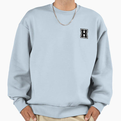 Black H Stylized Initial Alphabet Sweatshirt - Minimalist Print Men Women - T-Shirt, Sweatshirt, Hoodie