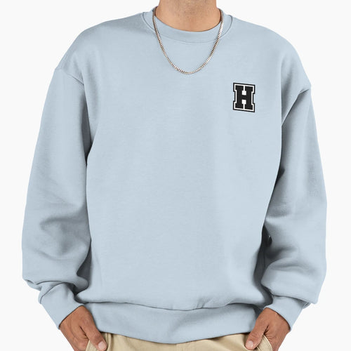 Black H Stylized Initial Alphabet Sweatshirt - Minimalist Print Men Women - T-Shirt, Sweatshirt, Hoodie