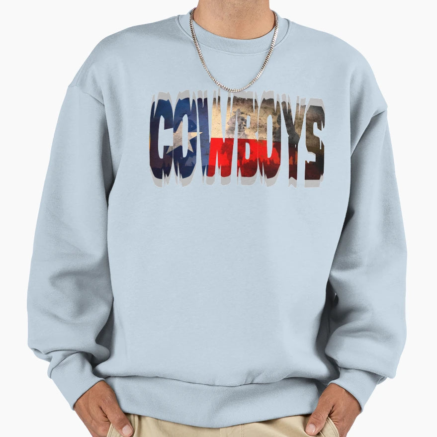 Cowboys Texas Flag Sweatshirt - Graphic Print for Adults - T-Shirt, Sweatshirt, Hoodie
