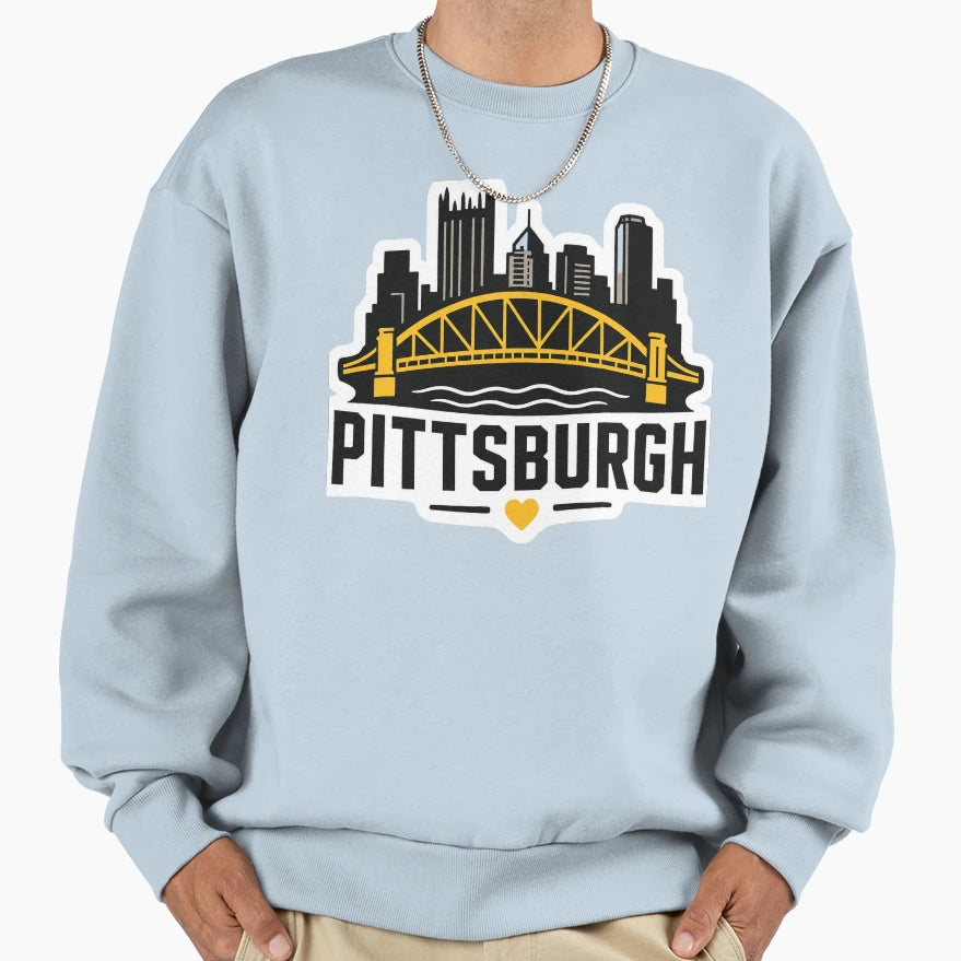 Pittsburgh Skyline Bridge Sweatshirt - Casual Everyday Wear for Adults - T-Shirt, Sweatshirt, Hoodie