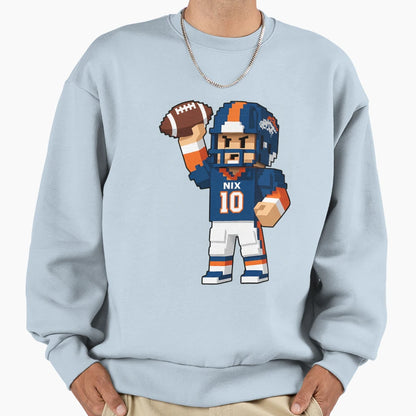 Bo Lieve Bo Nix 8 Bit Denver Sweatshirt - Minimalist Print for Adults - T-Shirt, Sweatshirt, Hoodie