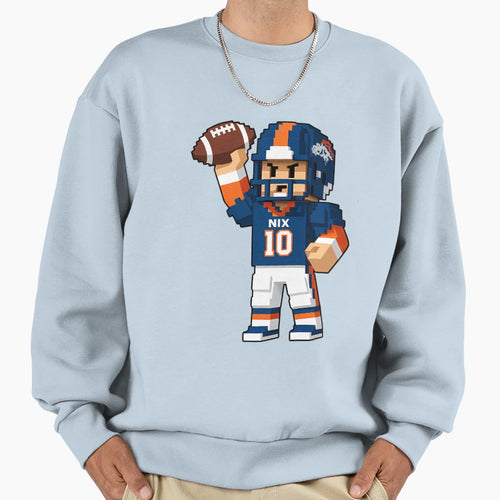 Bo Lieve Bo Nix 8 Bit Denver Sweatshirt - Minimalist Print for Adults - T-Shirt, Sweatshirt, Hoodie