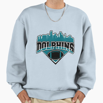 Dolphins Football Skyline Football Sweatshirt - Trendy Graphic Men Women - T-Shirt, Sweatshirt, Hoodie