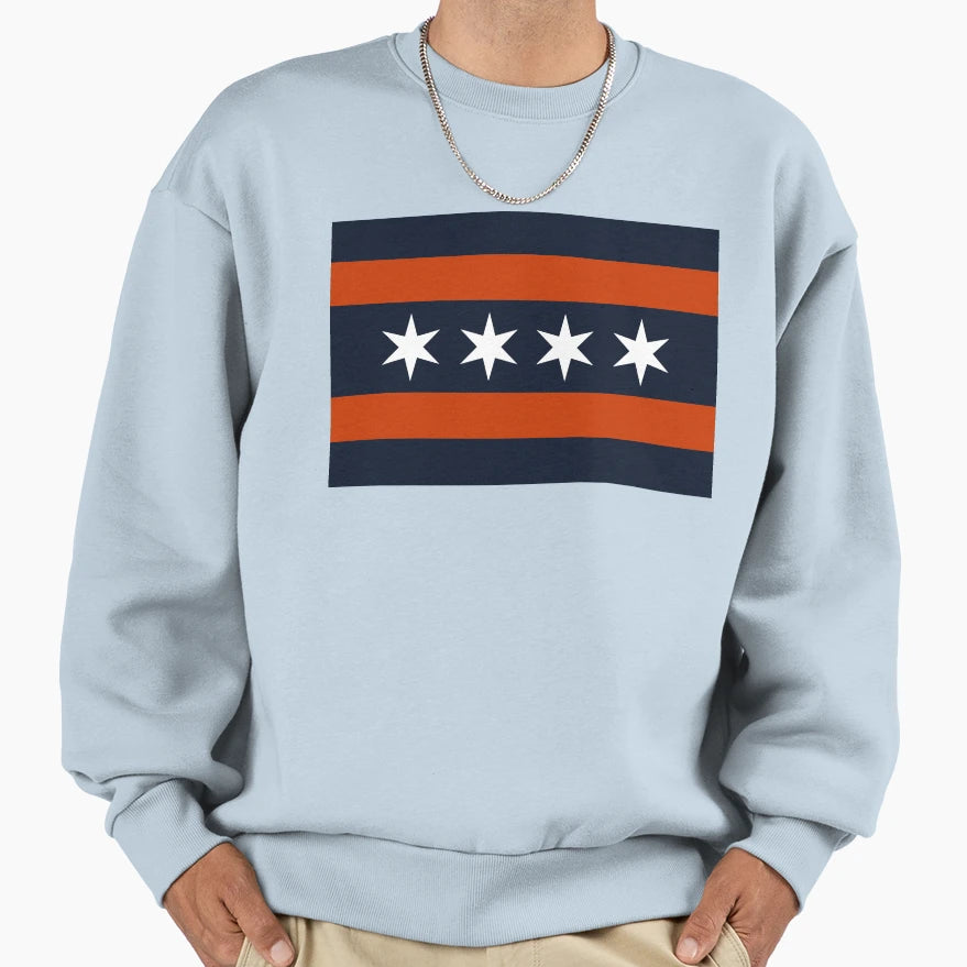 Chicago City Flag Bears Sweatshirt - Minimalist Print for Adults - T-Shirt, Sweatshirt, Hoodie